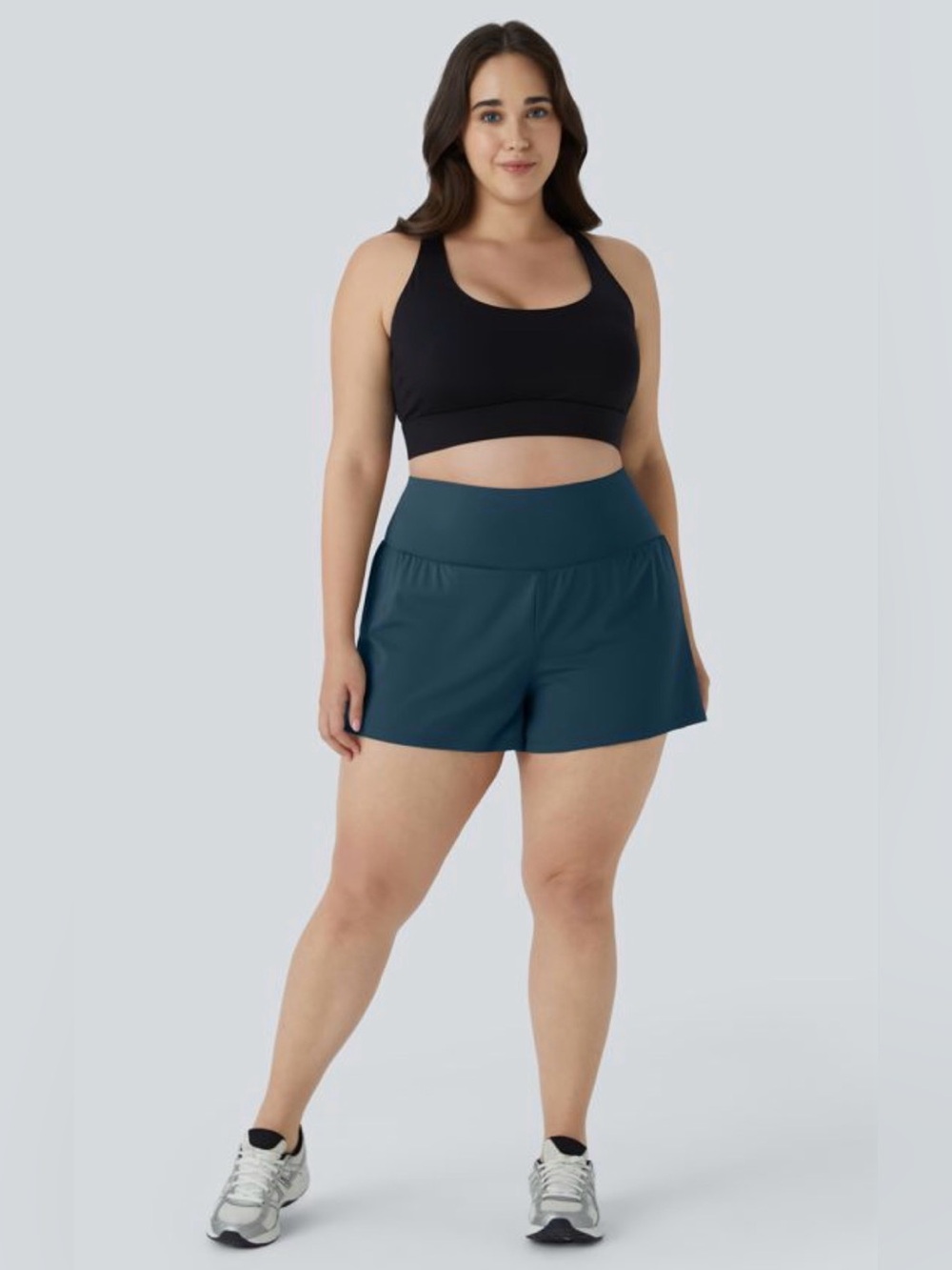 HALARA Teal Pocket Plus Pocket 2-in-1 Gym Plus Size Shorts 2.5''